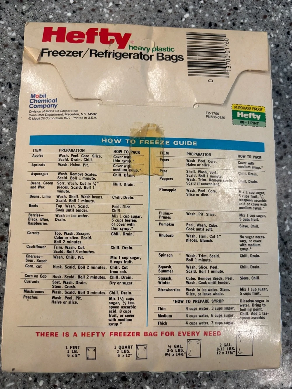 Hefty Freezer/Refrigerator Bags Economy Pack - 1977 Opened & some bags used